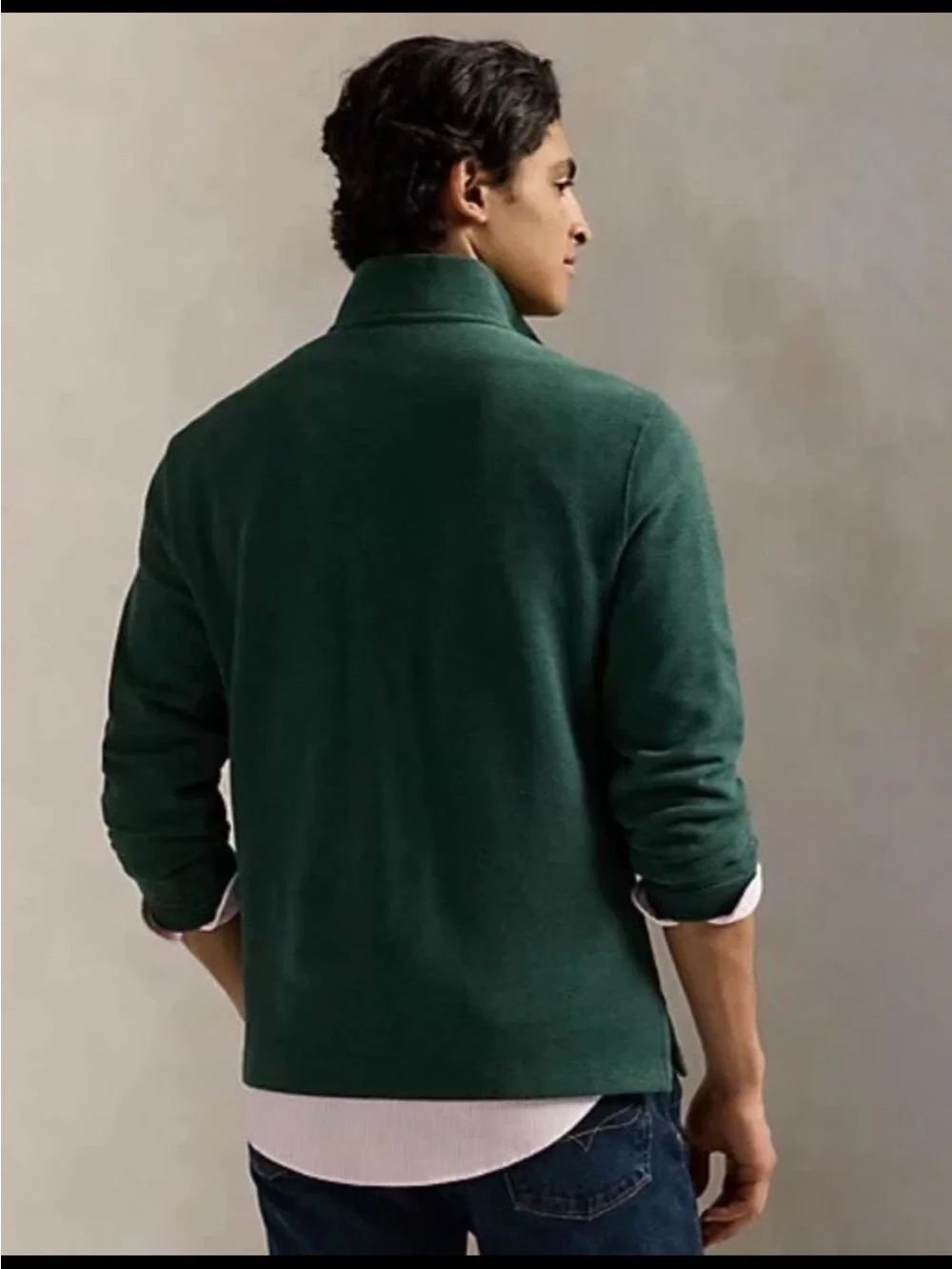 $135 POLO RALPH LAUREN MEN'S Plaid Estate-Rib Quarter-Zip Pullover Green XL